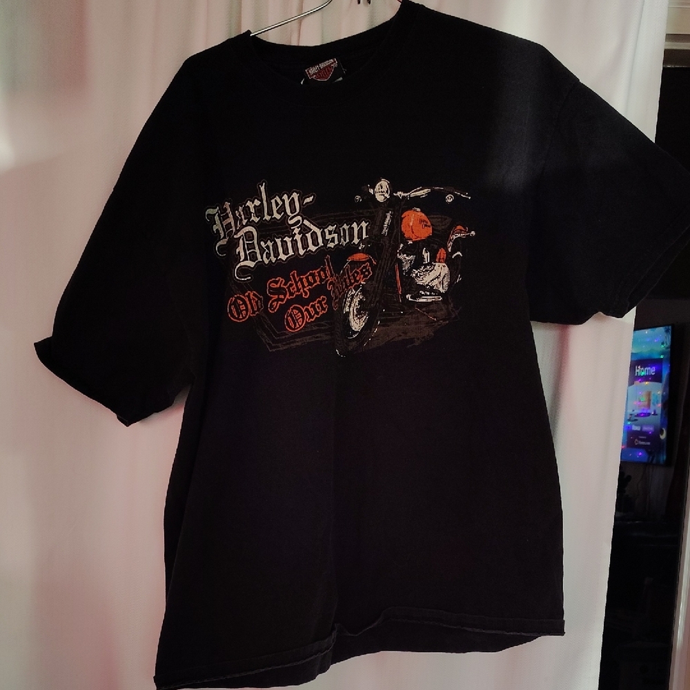 Harley-Davidson Black and Orange Short Sleeve Tee